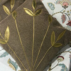 Mocha Brown & Gold Botanical Cushion Cover Set of -2