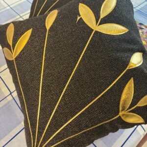 Dark Chocolate & Gold Leaf Cushion Cover Set of -2