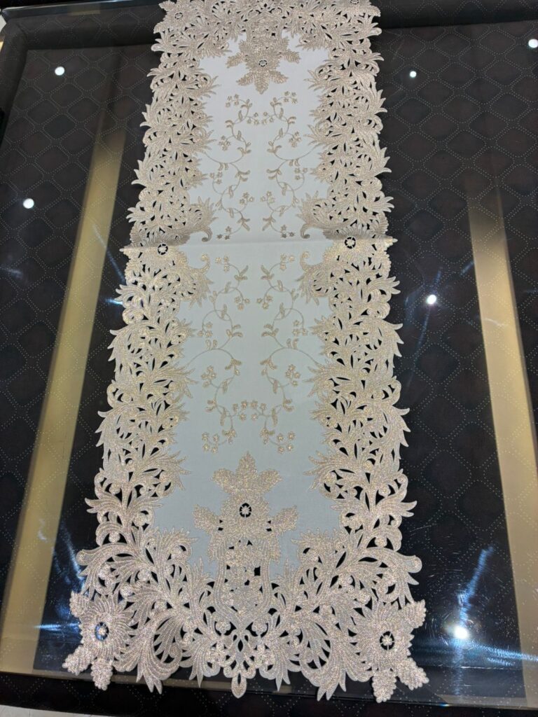 table runner golden lace