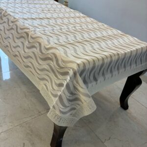 Modern Wave Waterproof Table Cover - Heavy-Duty Lace Border Mat